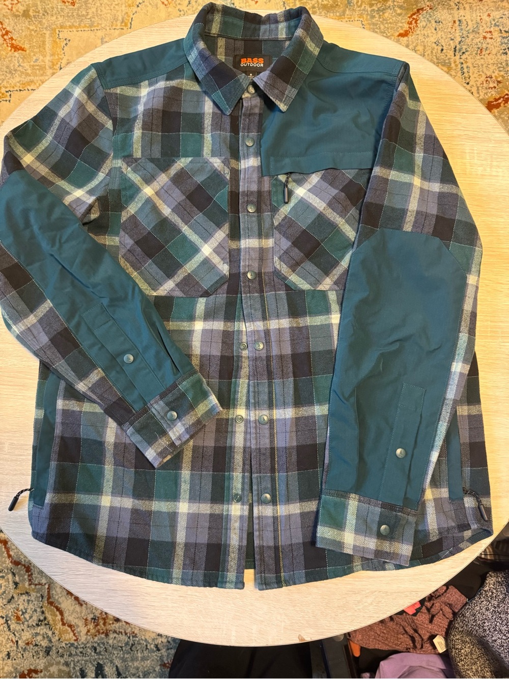 Bass Outdoor Plaid Flannel in Teal, Navy & Cream